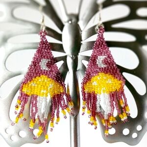 Handwoven Earrings | Beaded Jewelry | Boho Dangle Fringe